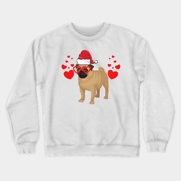 Santa Hat-Wearing Pug Dog Funny Christmas Holiday Crewneck Sweatshirt by Contentarama